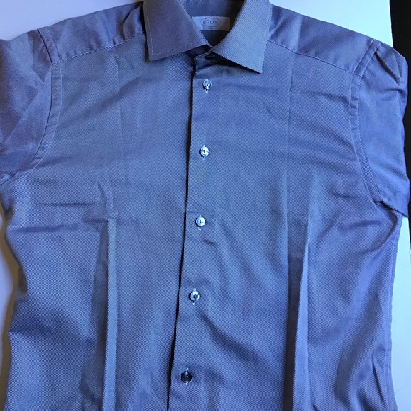 ETON slim classy gray cotton twill shirt Sz 15 /38 cm made in Europe - Picture 7 of 9